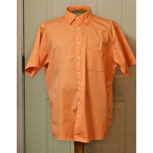 Norm Thompson Men's Casual Short Sleeve Button Down Shirt  XL Cotton Peach GUC